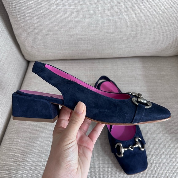 FERCA 81 Made In Italy Suede Sling Back Heels With Metal Horsebit - Picture 13 of 16